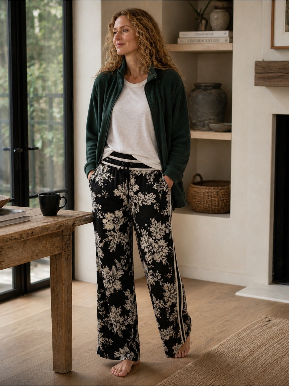 Secretly Pajamas, Publicly Chic WPIN Floral Silky Lounge Pants